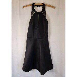 Women's Juniors Dress Halter Lace mini Open Back Black Size Small